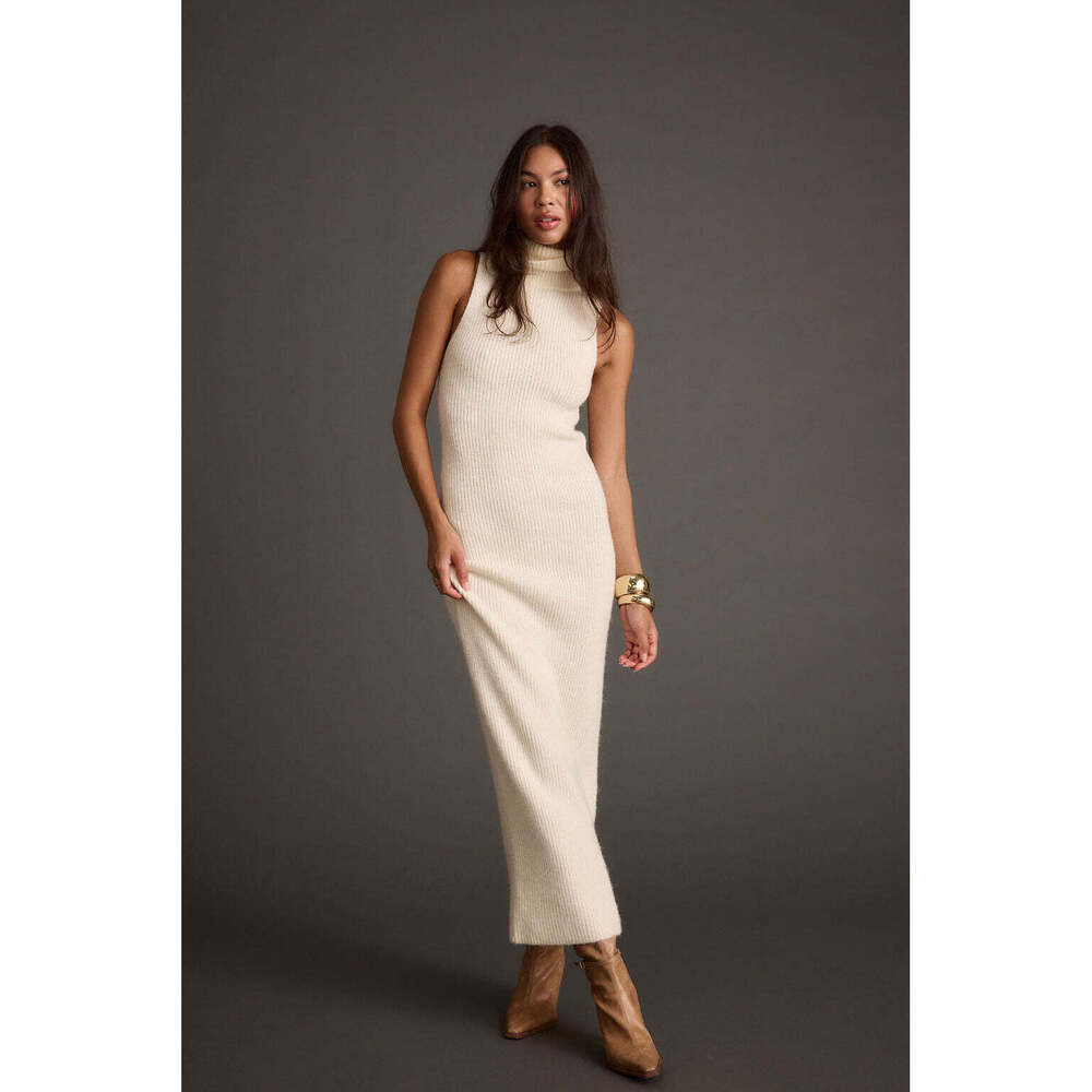 12th Tribe Monique Cream Sweater Maxi Dress Size L